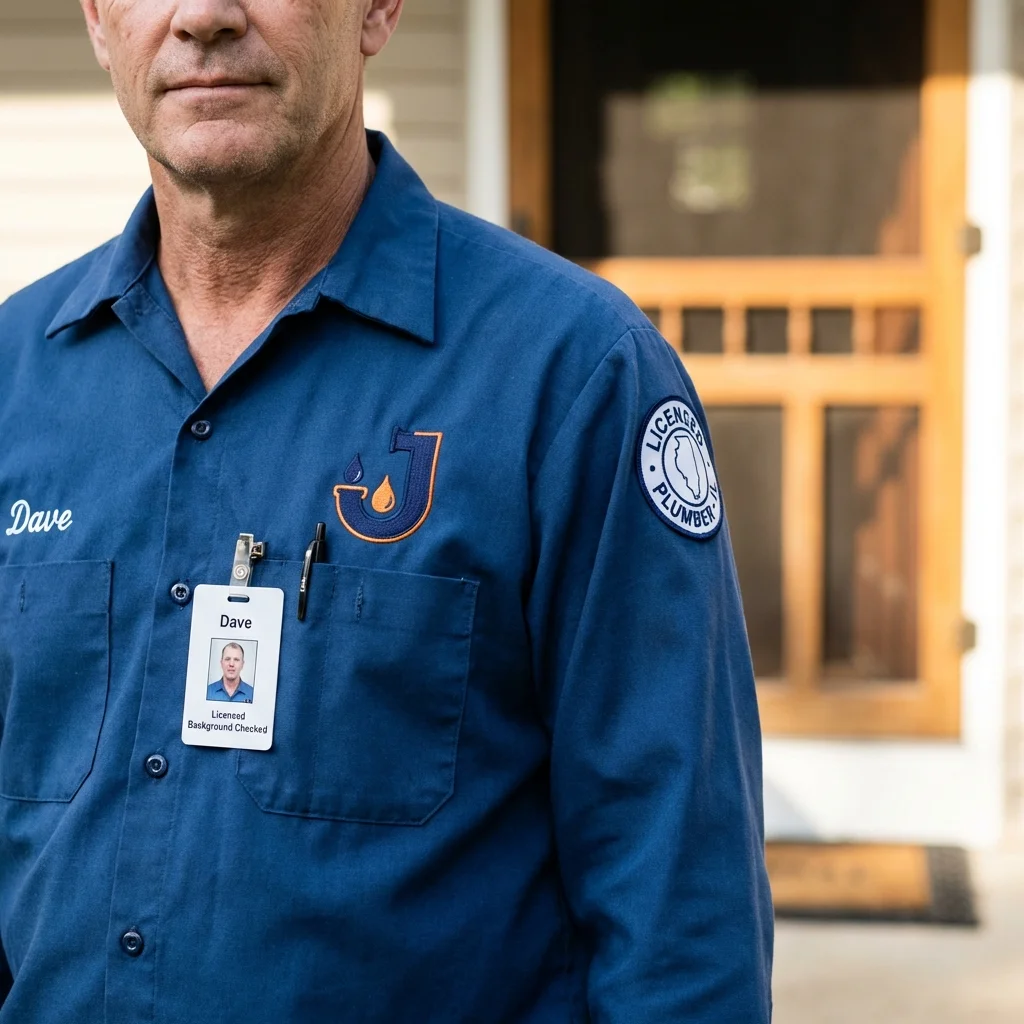 Licensed plumber showing ID badge in Glen Cove, NY